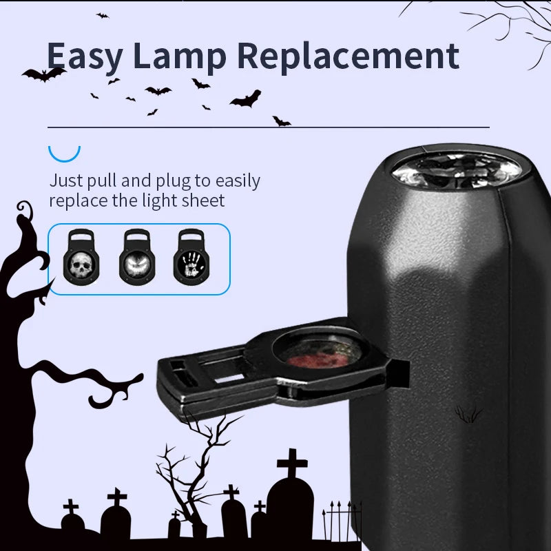 Halloween USB Projector Light – Skull & Ghost LED Lamp
