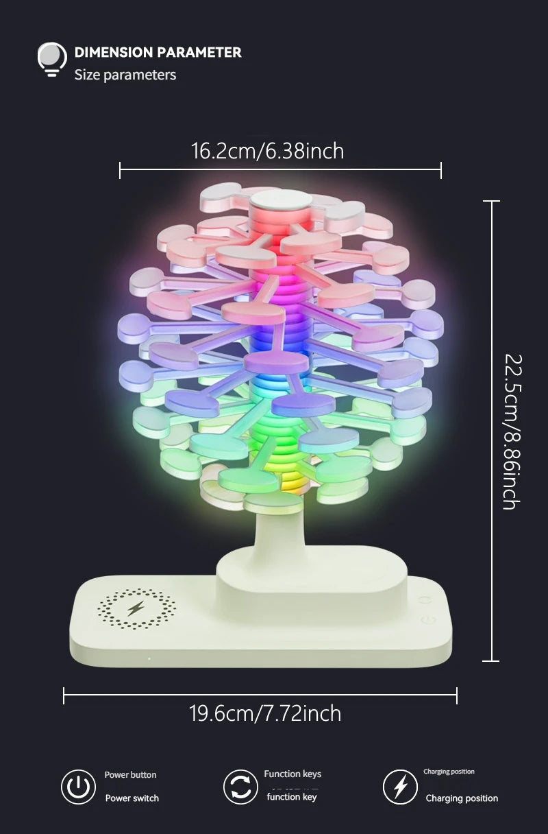 Spiral Tree LED Lamp with Wireless Charging & Colorful Lights