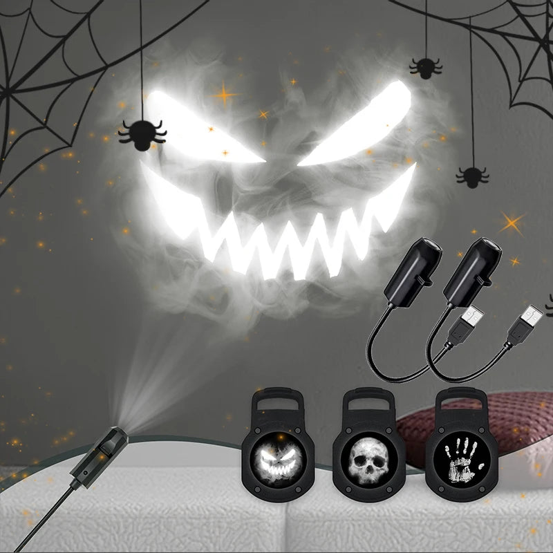 Halloween USB Projector Light – Skull & Ghost LED Lamp