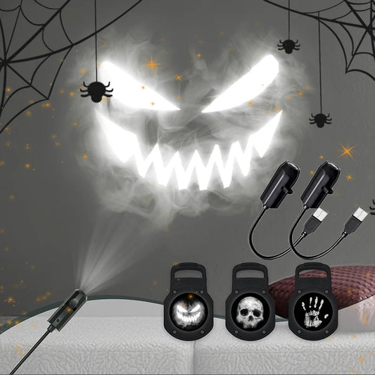 Halloween USB Projector Light – Skull & Ghost LED Lamp