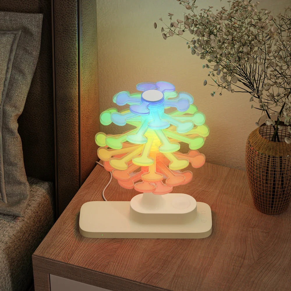 Spiral Tree LED Lamp with Wireless Charging & Colorful Lights