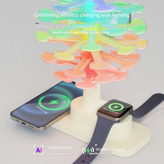 Spiral Tree LED Lamp with Wireless Charging & Colorful Lights